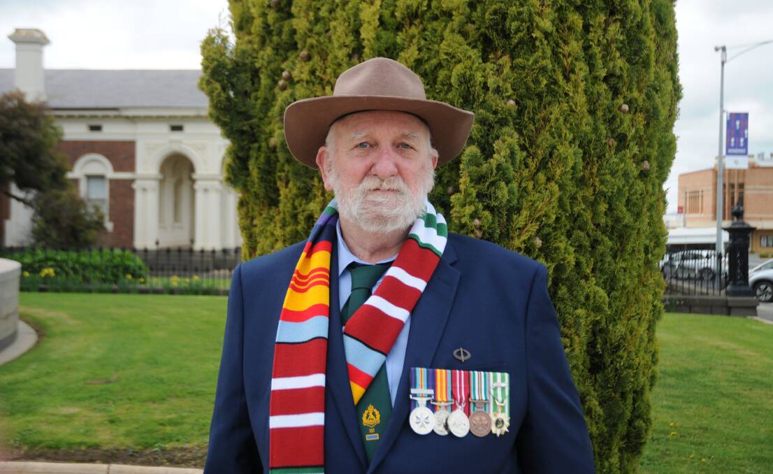 SERVICE: Vietnam veteran Robert Prideoux comes from a proud military family, with his son serving in the East Timor peacekeeping misson. Picture: ALEX DALZIEL