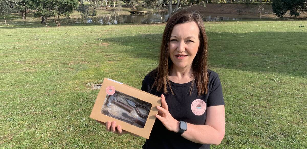 SWEET: Kerrie Fry with her handmade chocolate tool kit from Kerrie's Kreations. Picture: TALLIS MILES