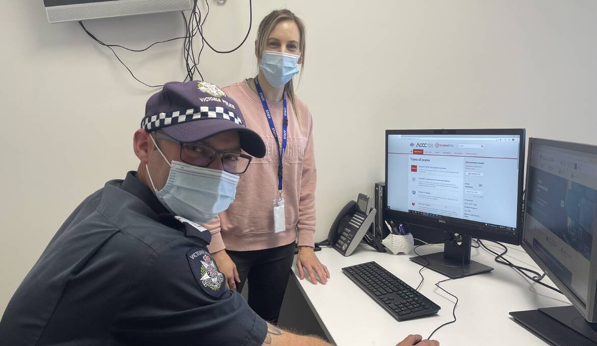 WATCHING: Stawell police station's Senior Constable Max Mudge and Senior Constable Abby Harrisson are watching out for scams in the Wimmera. Picture: TALLIS MILES