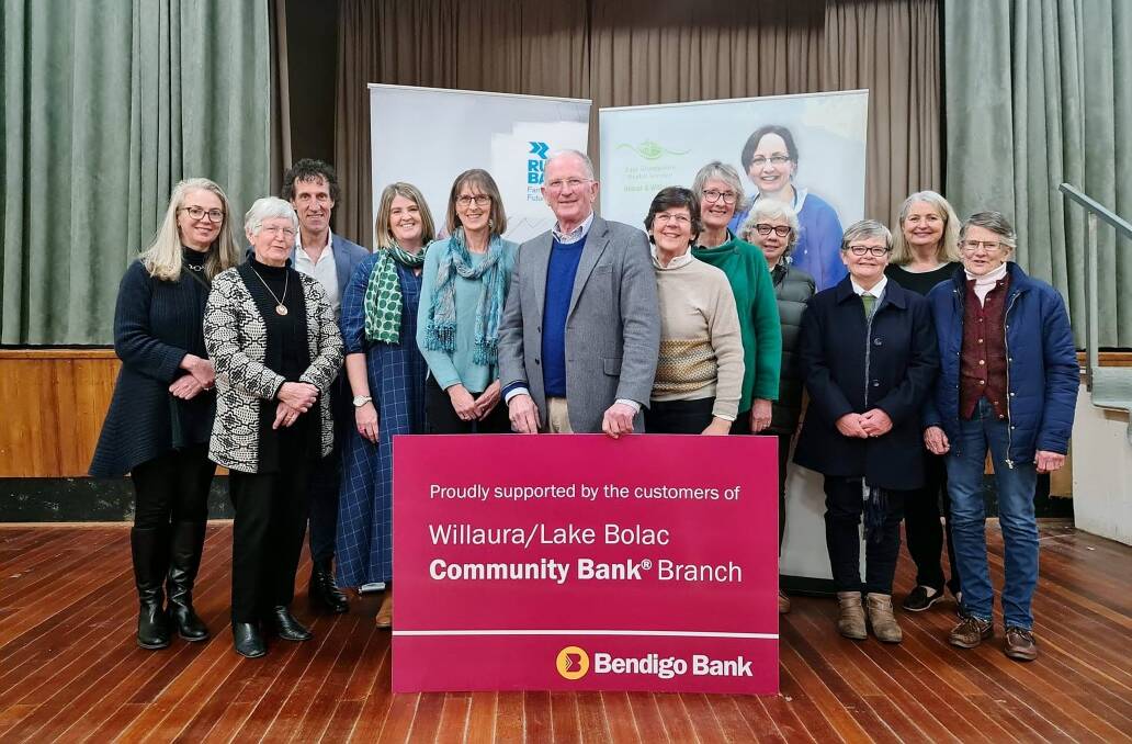 SUCCESS: Willaura Health Care Auxiliary members, Community Bank staff and Chair Rowly Paterson, and EGHS chief executive Nick Bush. Picture: CONTRIBUTED