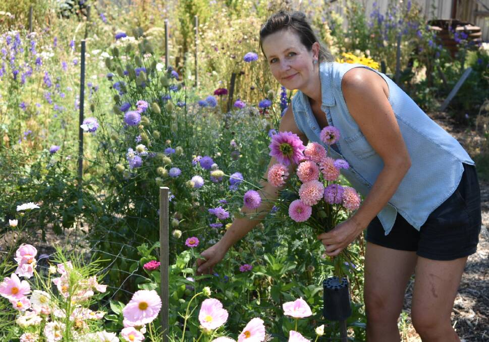 PICK: Angie Rolfe of Ararat's Cottage Flower Farm. Picture: JAMES HALLEY