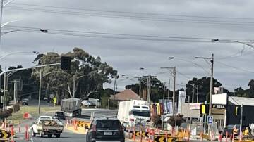 Stawell intersection moves ahead with the installation of lights, but evening work will create delays for motorists. Picture by Sheryl Lowe
