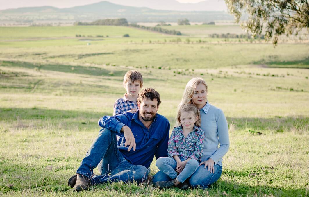 Leila McDougall with her family, The making of Just a Farmer was a family project made near Ararat in Victoria. Picture by Terri-Anne Lewis.