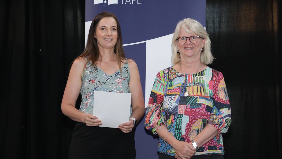 Ann Brasser receives the AF Gason Award at Federation TAFE's awards for excellence. Picture supplied