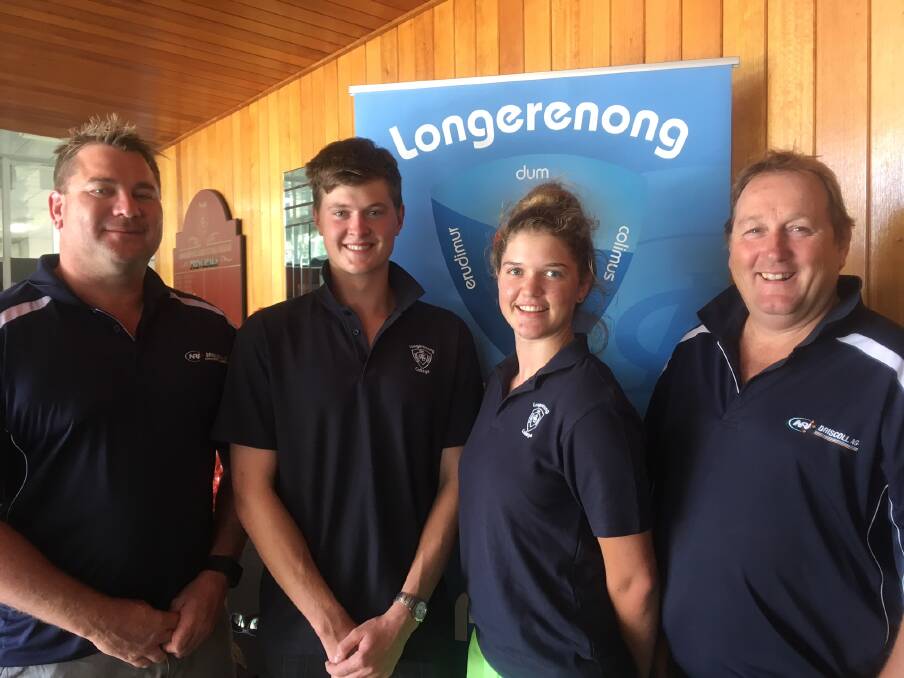 WINNERS: Troy Driscoll and Brett Douglas with Longerenong College scholarship winners Thomas Brady and Brooke Saligari. Picture: CONTRIBUTED