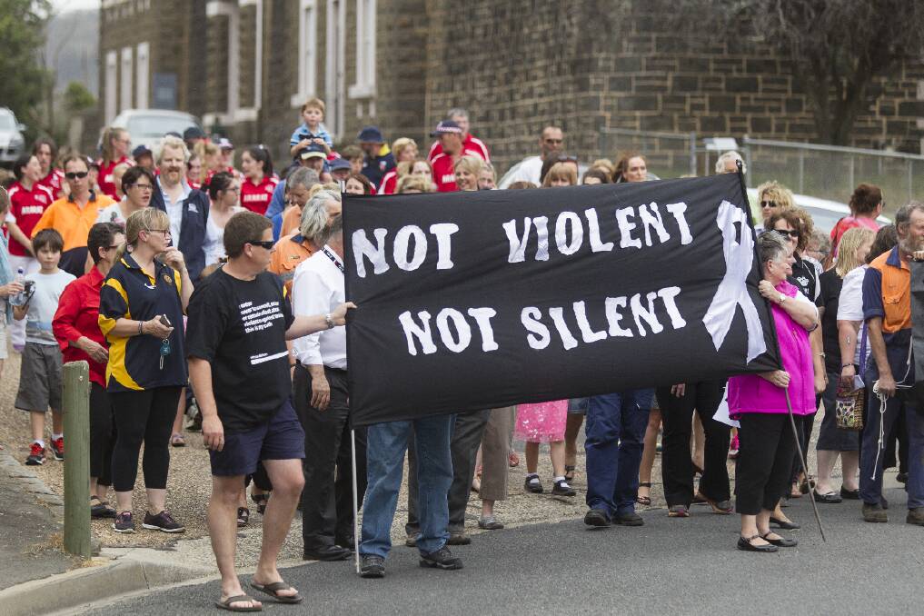 STOP THE VIOLENCE: Scores of people rallied in Ararat on White Ribbon Day calling for an end to family violence and for people to speak up about it. Picture: PETER PICKERING. 