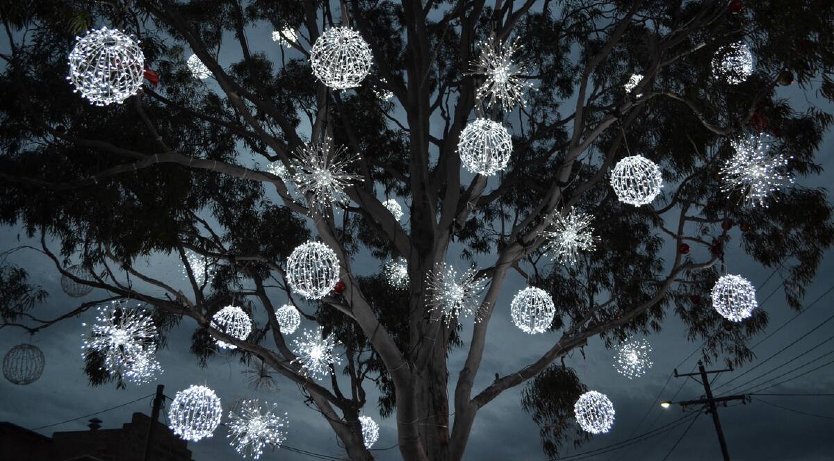 SPIRIT OF CHRISTMAS: Ararat's unique ‘Australian Christmas Tree’ has taken shape with LED balls and stars now installed on the gum tree in High Street.