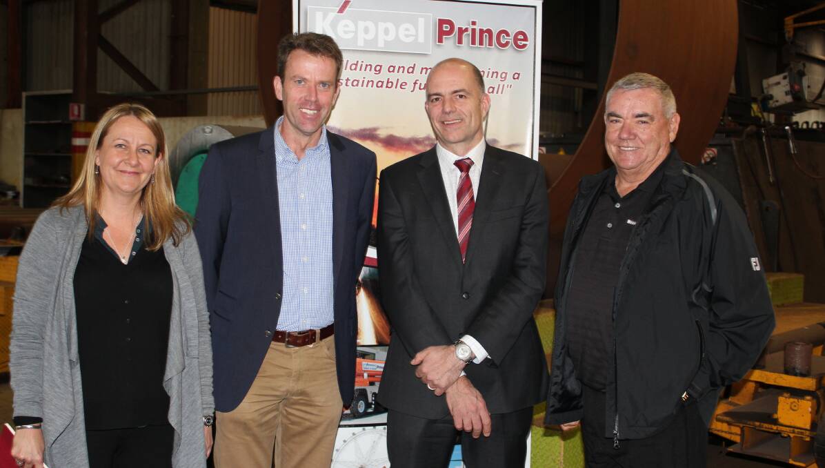 SUPPLY DEAL: RES Australia's Head of Development Annette Deveson, Federal Member for Wannon Dan Tehan, GE Australia and NZ General Manager, Renewables Peter Cowling and Keppel Prince General Manager Steve Garner at Wednesday's announcement in Portland. 
