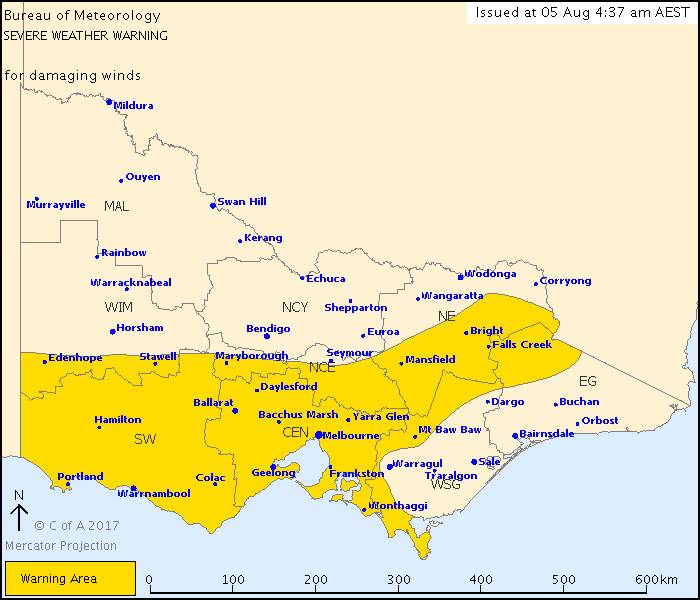 Severe weather warning issued for Ararat