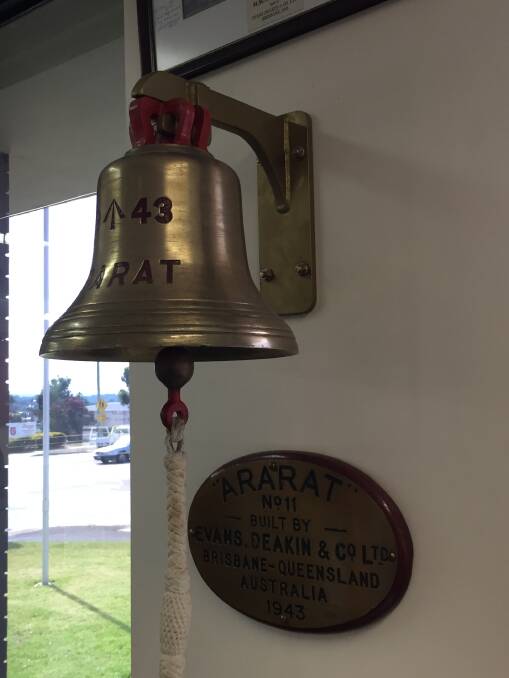 The navy ship’s bell in the Customer Services foyer at the Ararat Rural City Council Municipal Offices.