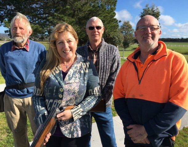 SCORE: Parliamentary secretary Danielle Green with Ararat Clay Target Club's Greg Coburn, Ken Malcolm and Andrew Muller.