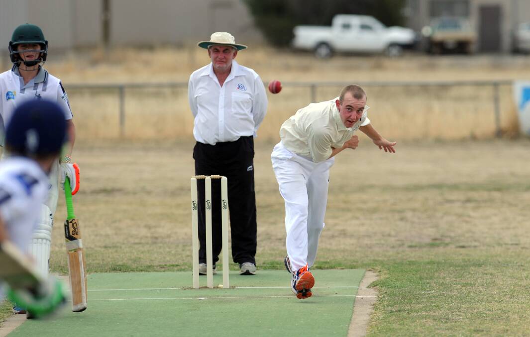 BOWLED: Bailey Taylor in action for the Grampians against Maryborough during the under-15 Country Week Cricket. Picture: PAUL CARRACHER