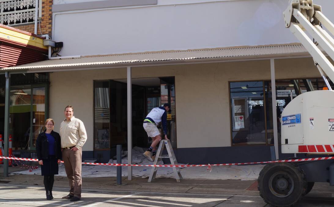 NEW LOOK: Anne and Llewelyn Clark in front of Clark's Furniture on Main Street. It is just one of a number of Stawell businesses undergoing a makeover of its shopfront.