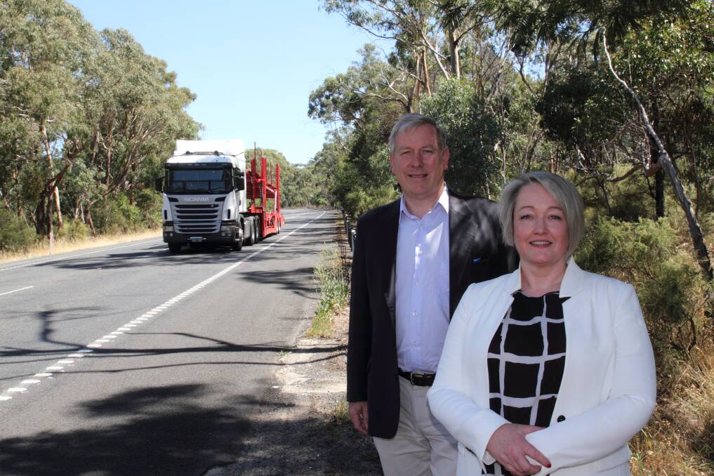 DEMANDING ANSWERS: Opposition planning spokesperson David Davis and Ripon MP Louise Staley want Western Highway construction restarted. Picture: Peter Pickering