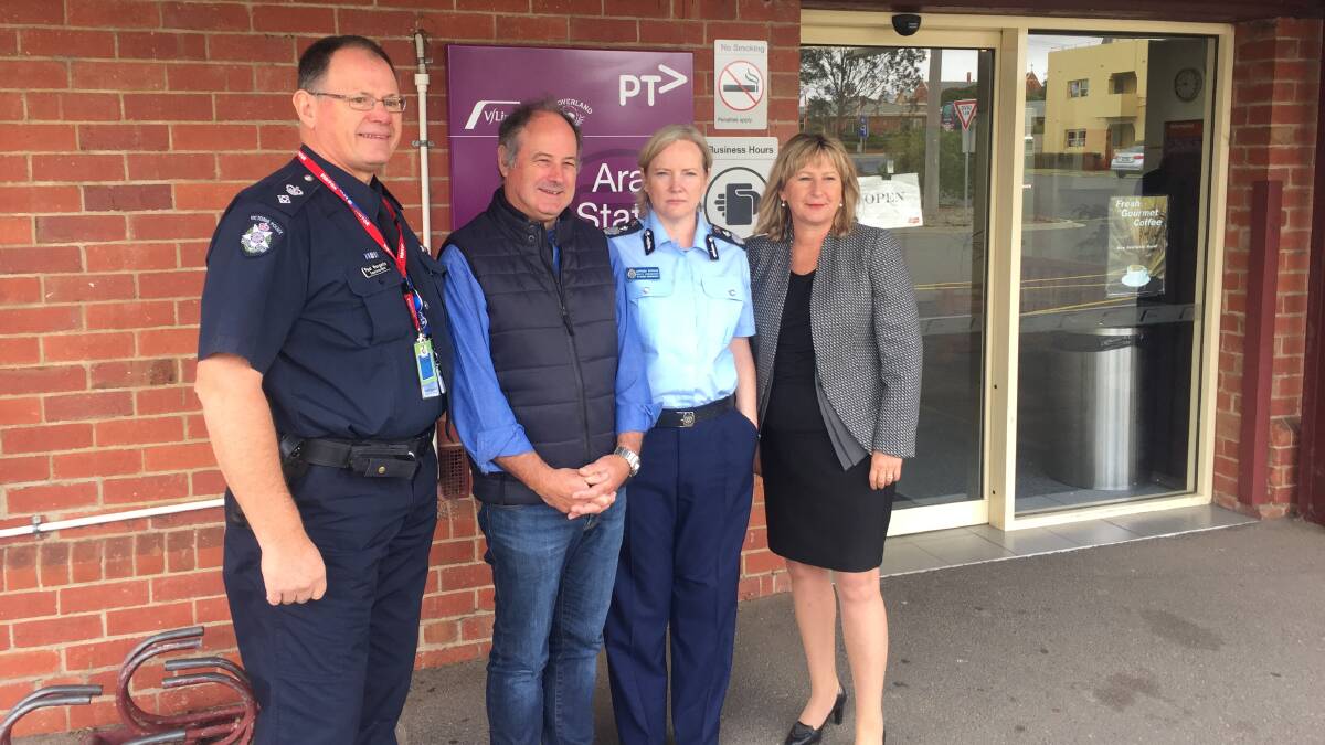 ON BOARD: Police Superintendent Paul Margetts, Cr Paul Hooper, Corrections Victoria Deputy Commissioner Larissa Strong and Corrections Minister Gayle Tierney.