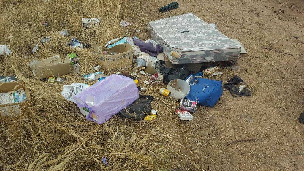 Items of rubbish dumped on a rural road near Kaniva.