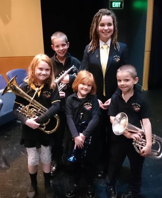 BAND: Annabelle Cheeman, Walter Pope, Izzie Pope, Sophia Cheesman and Wilbur Pope of the Development Program at the recent Victorian State Solos in Melbourne. 