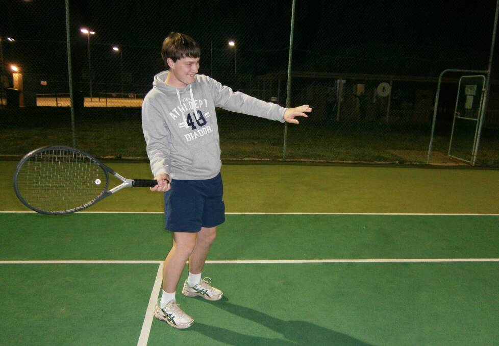 NIGHT TENNIS: Fishers IGA's Chris Hartwich began as a number four player in 2013. The Geelong football enthusiast is in his tenth Wednesday night men's tennis competition and is moving up the ranks. Picture: CONTRIBUTED
