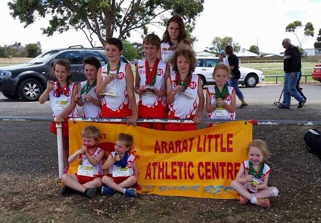 REPRESENT: Ararat athletes that competed in Horsham (front L-R) Judd Marsh, Nate Boyd, Lilli Turpin; (middle) Marni Wilson, Auston Boyd, Aaron Chaplin, Keelan Perry, Harrison Grant, Chelsey Turpin and (back) Taneka Day.     