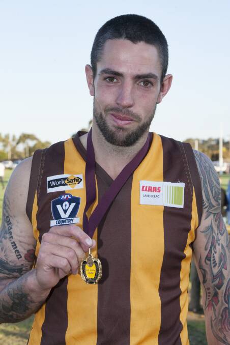 BITTERSWEET: Tatyoon coach Damian Cameron received the Lewis Medal on MDFL grand final day. The Hawks lost the premiership contest with Lismore/Derrinallum by 27 points. Picture: PETER PICKERING 