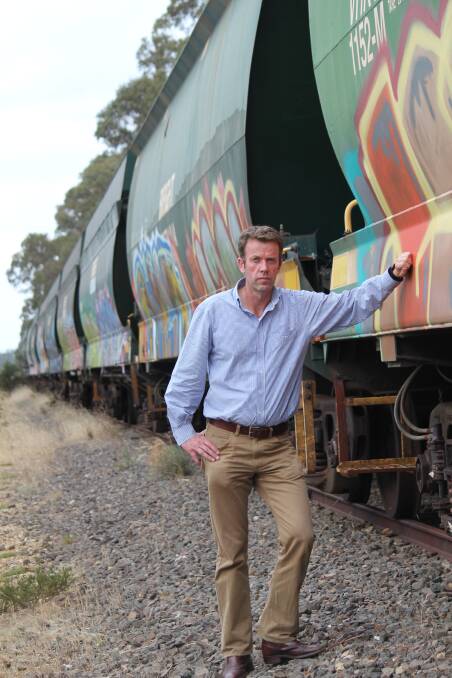 Wannon MP Dan Tehan checks out the disused rail line between Ararat and Maryborough. Picture: CONTRIBUTED 