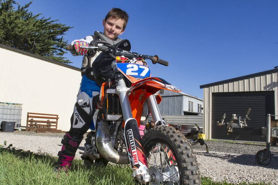 Eight year old motocross rider, Auston Boyd, will be in action at Ararat Motorcycle Club this Sunday. Picture: PETER PICKERING 