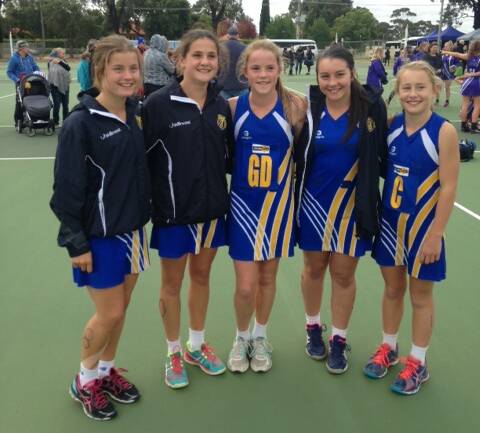 Rats netballers (L-R) Annie Shea, Monique Scott, Racquel Scott, Katelin McDonald and Jesse Bligh have played with Wimmera representative teams over the past three weeks. Picture: CONTRIBUTED 