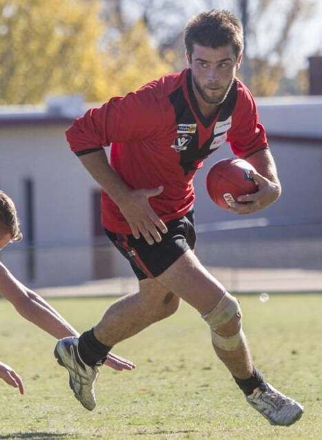 Leader: Brad Thomas leads from the front with three goals against Nhill.