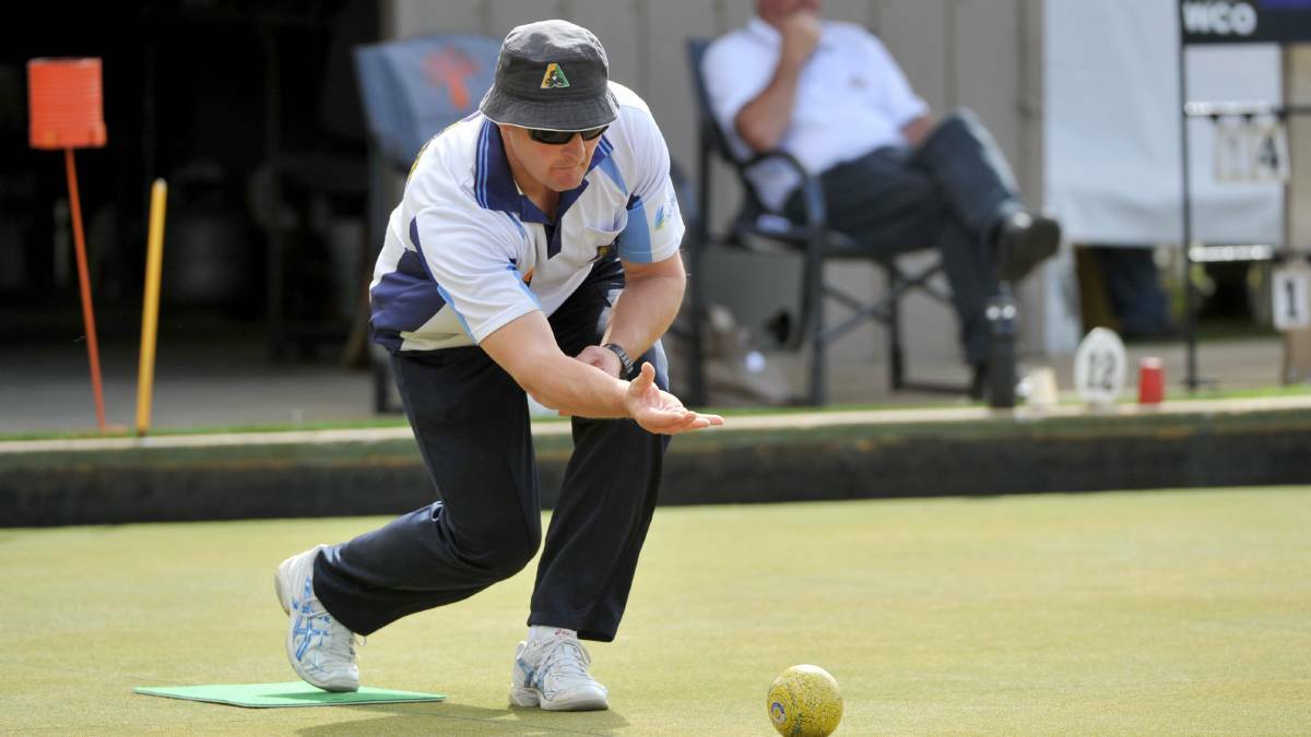 FOLLOW THROUGH: Ararat VRI's Clayton Holcombe sends his bowl towards the jack during a previous season of the Grampians Bowls Division. Picture: Jodie Donnellan