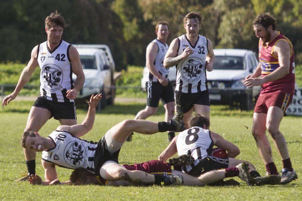 DECIDER: Wickliffe-Lake Bolac will face a physical battle against Lismore-Derrinallum in the senior grand final on Saturday. Picture: Peter Pickering