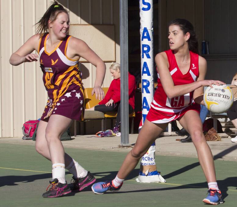 TOUGH TEST: The Rats face second placed Minyip-Murtoa this weekend. Maddi Batchelor in action against Warrack Eagles earlier in the 2016 season. Picture: PETER PICKERING