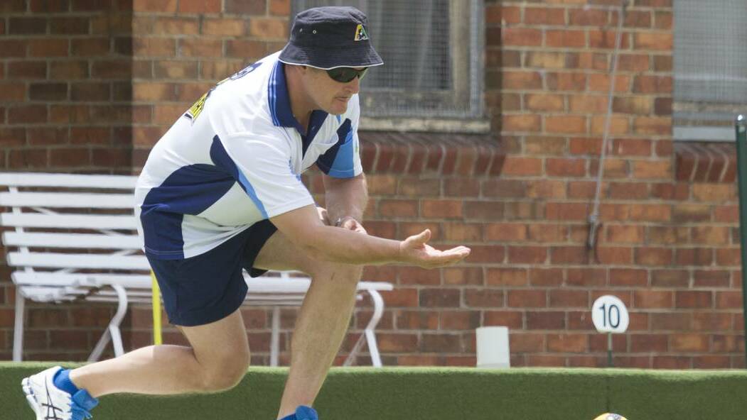 BALANCED: Ararat VRI's Clayton Holcombe in action during an earlier season game of Grampians Bowls Division. Picture: Peter Pickering