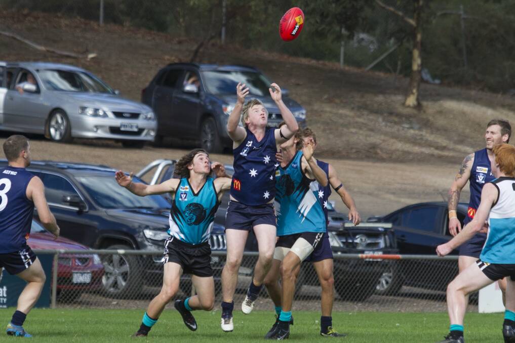 CLUNK: Ararat Eagle Ash Legget prepares for a mark during the round two match against Moyston-Willaura on Saturday. Picture: Peter Pickering