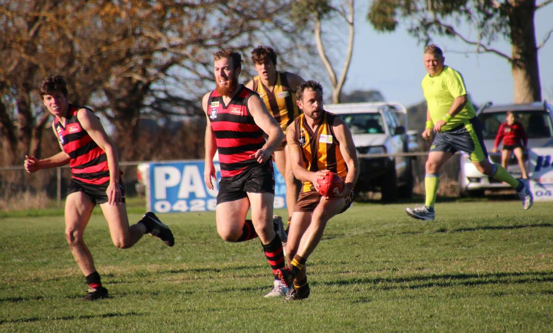 BEST ON GROUND: Tatyoon's Nathan Braddock looks for an option during the round nine match against Penshurst on Saturday. Picture: Tracey Kruger