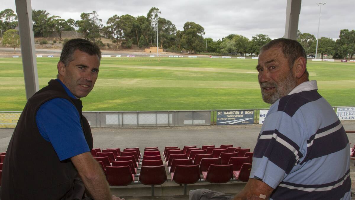 PREPARED: Marcus Cooper and Joe Perry at Alexandra Oval ahead of the Ararat Gift on Saturday. Picture: Peter Pickering
