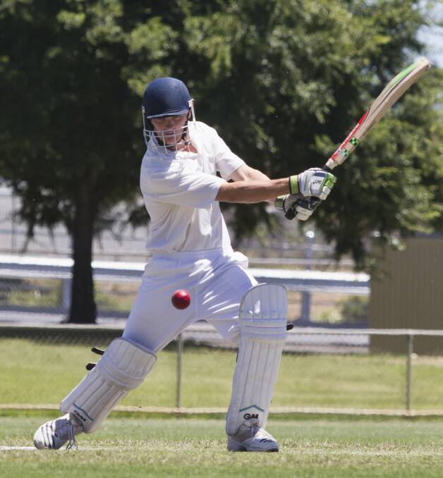 FOCUSED: Pomonal's Robert McKinnon keeps his eyes on the ball during the A grade match against Halls Gap on Saturday. Picture: Peter Pickering