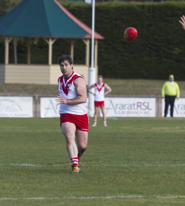 SHARPSHOOTER: Ararat's Gordon Laurie takes a shot at goal earlier in the season. Picture: Peter Pickering