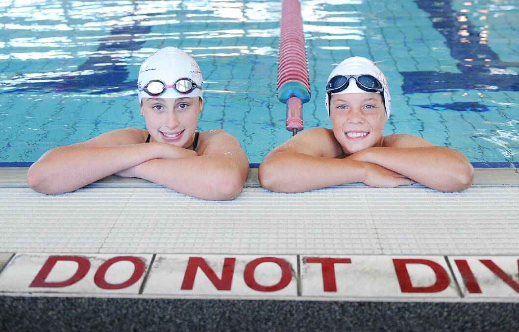 Eloise Wills and Deacon Briggs are part of a squad of seven Ararat swimmers who will compete at the interdistrict championships on Saturday. Picture: Ayesha Sedgman