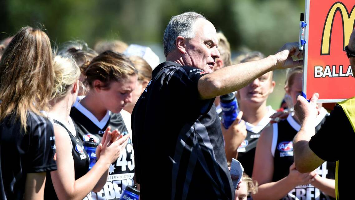 BREAK: Jeff Whittaker gives instructions to the team during the round one match against Western Jets. Picture: Lachlan Bence