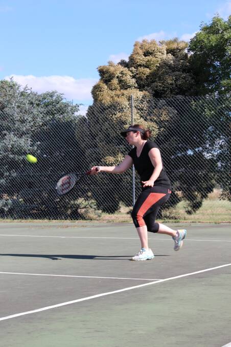 FOLLOW THROUGH: Crowlands' Alana Newberry lines up a forehand return during round nine action on Saturday. Picture: Kate McEvoy
