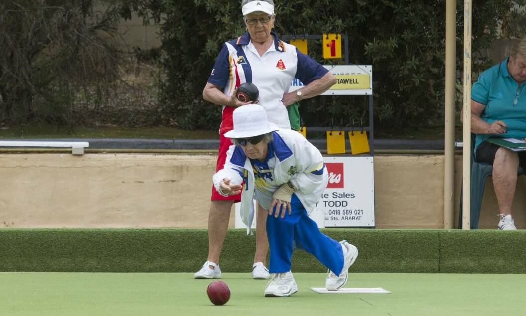 FOCUSED: Stawell's Rita Pyke in action during the 2016-17 Grampians Bowls Division season. Picture: Peter Pickering