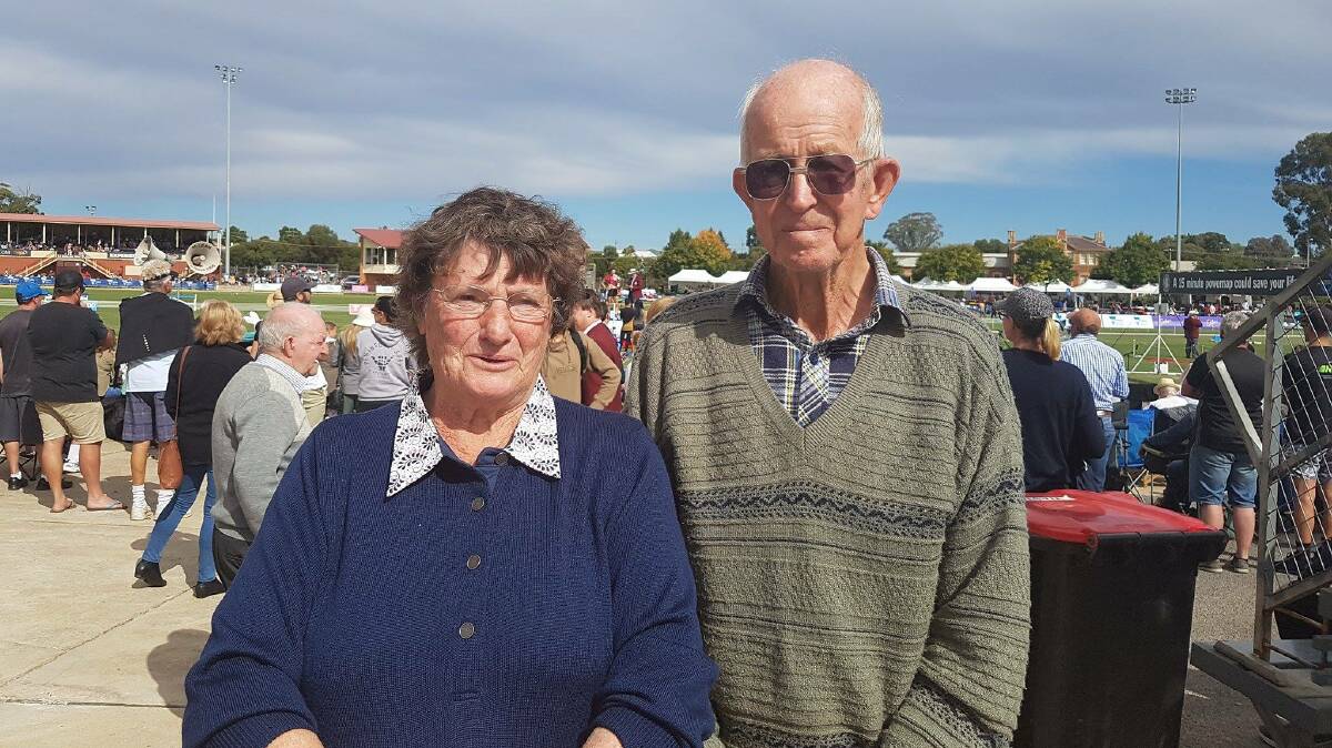 CHEERING: Sandra and Peter Nicholson enjoy a day out at the Stawell Gift on Monday. Picture: Adam Hill