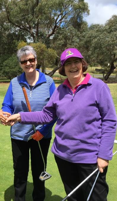 WINNER: Sandie Shaw congratulates Barb Gow after the round win. Picture: Gayle Dadswell