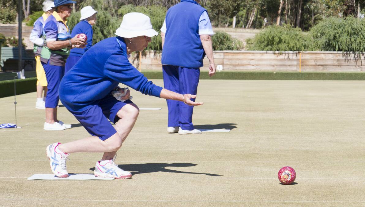 BOWLS: Lake Bolac's Judy Upton plays her shot during the match against Chalambar on Monday. 