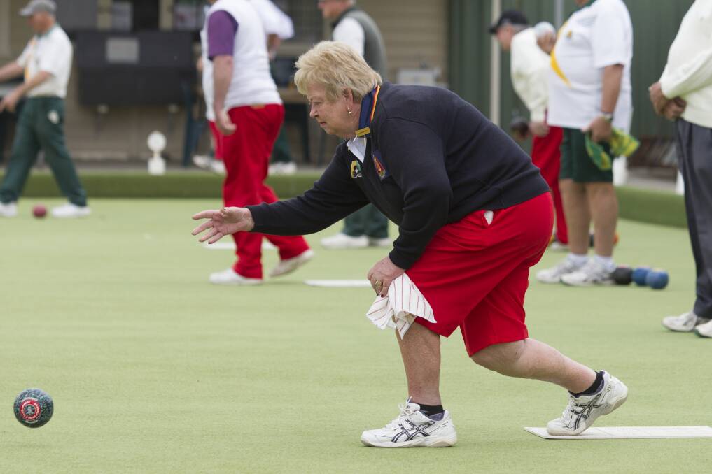 Sandra Tew takes her turn during the opening round of the Grampians Bowls Division season. Picture: Peter Pickering