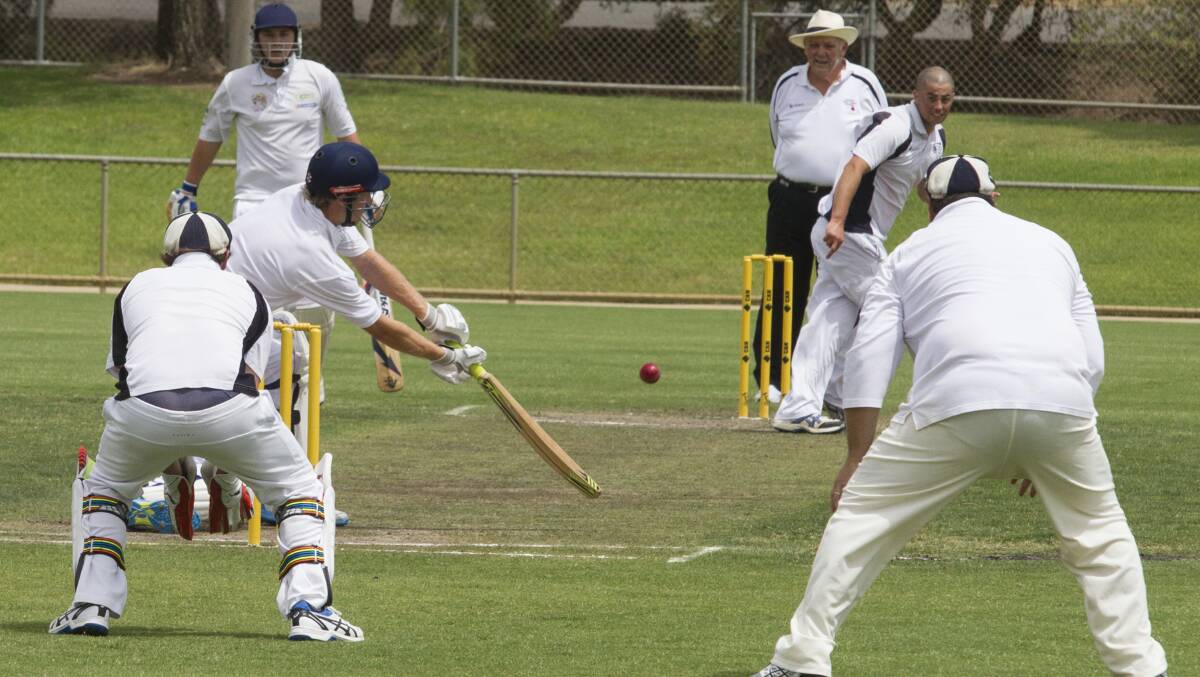 Aradale's Brent Tate bowls during the A Grade game on Saturday. Picture: Peter Pickering