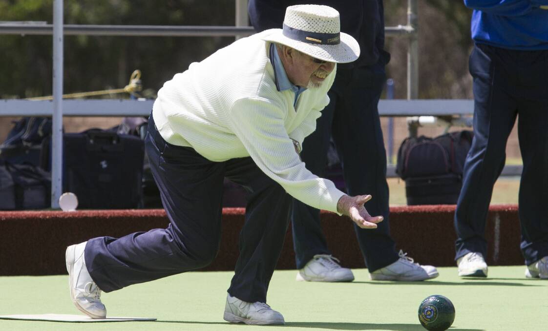 ROLL ON: Stawell Golf's Greg Reading sends the bowl down the green during round three of the Grampians Bowls Division. Picture: Peter Pickering