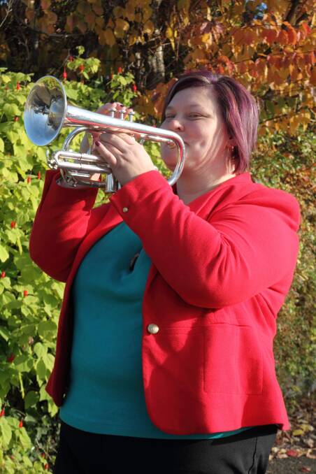 MUSIC: Ararat Brass Band secretary Amy Stevens with her cornet. 