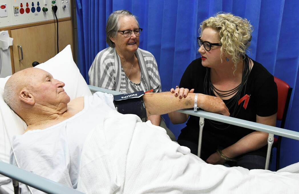 HEART HEALTH: Ballarat Health Services cardiac patient Allitt Robinson and his wife Eileen, of Horsham, with Victorian Health Minister Jill Hennessy. Picture: LACHLAN BENCE 