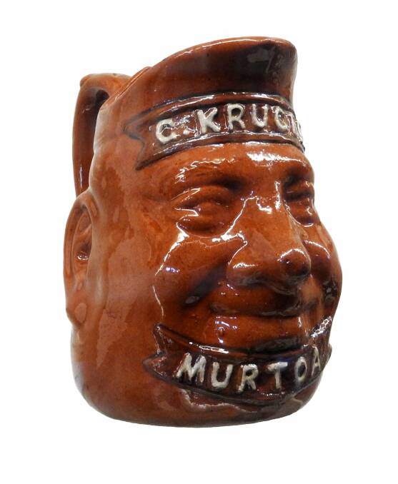 Antique: The National Museum of Australian Pottery is searching for a jug featuring the name of Murtoa merchant Gustav Kruger in 1910.